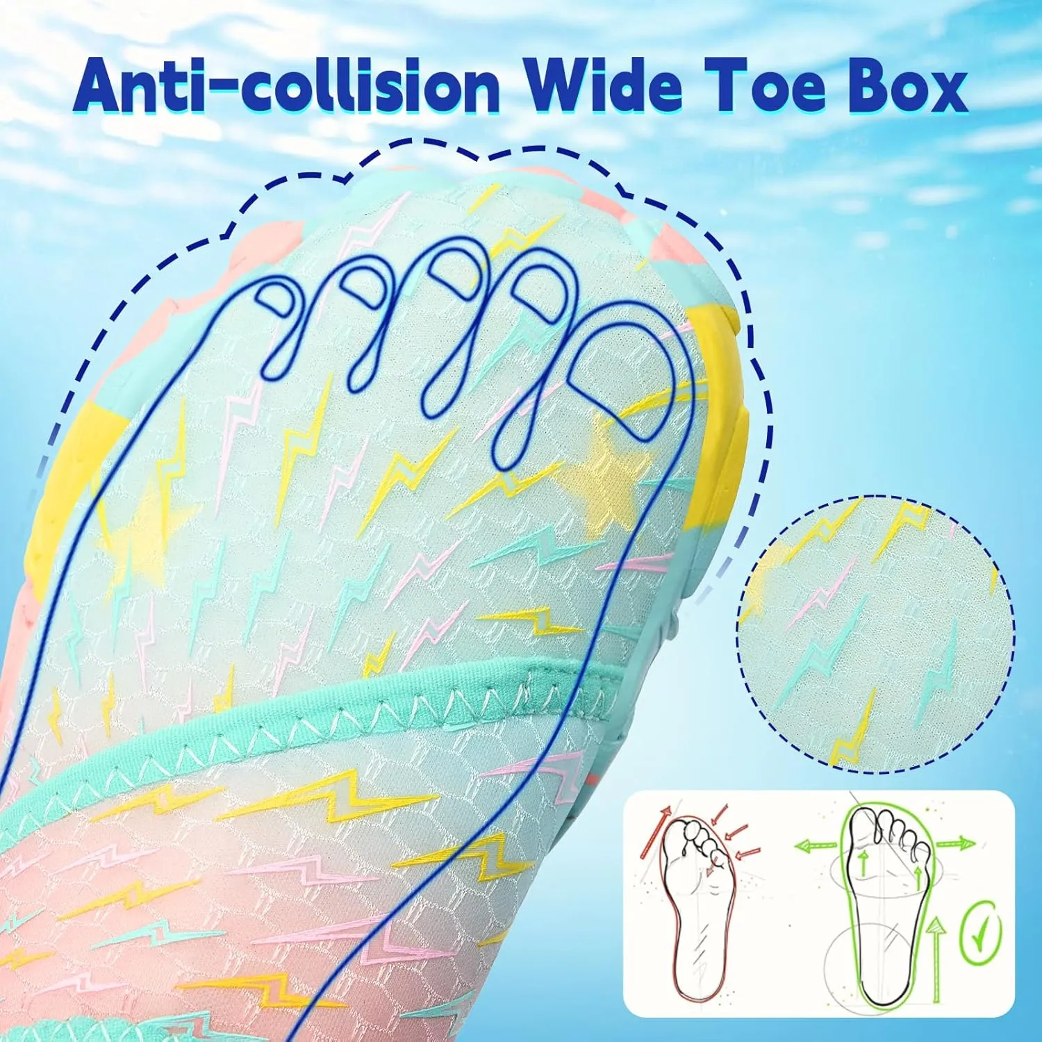 Kids Water Shoes Boys Girls - Wide Toe Box Quick Dry Barefoot Shoes Breathable Non Slip Aqua Athletic Sneakers for Swim Beach Pool Kayak Hiking Sand Walking Travel Essentials (Little Kid/Big Kid)