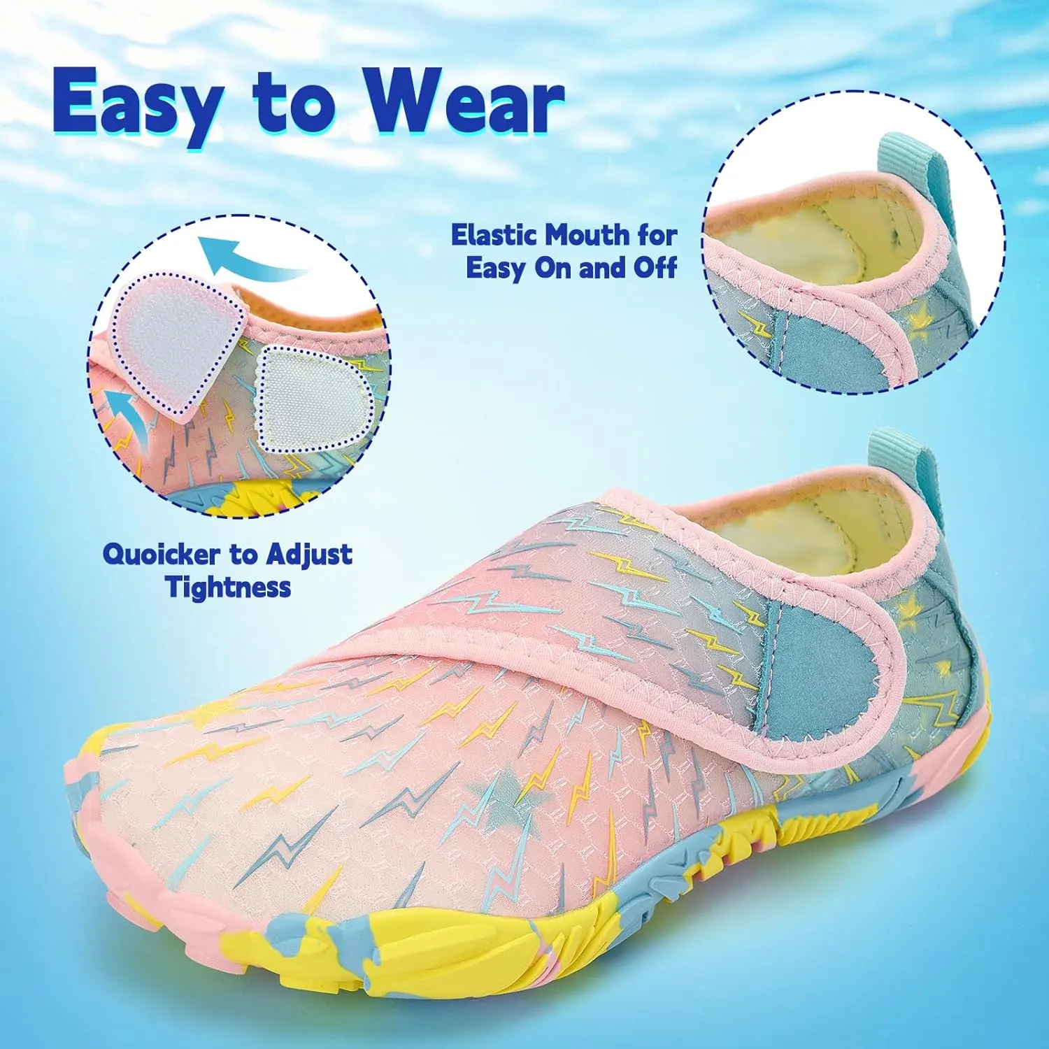 Kids Water Shoes Boys Girls - Wide Toe Box Quick Dry Barefoot Shoes Breathable Non Slip Aqua Athletic Sneakers for Swim Beach Pool Kayak Hiking Sand Walking Travel Essentials (Little Kid/Big Kid)