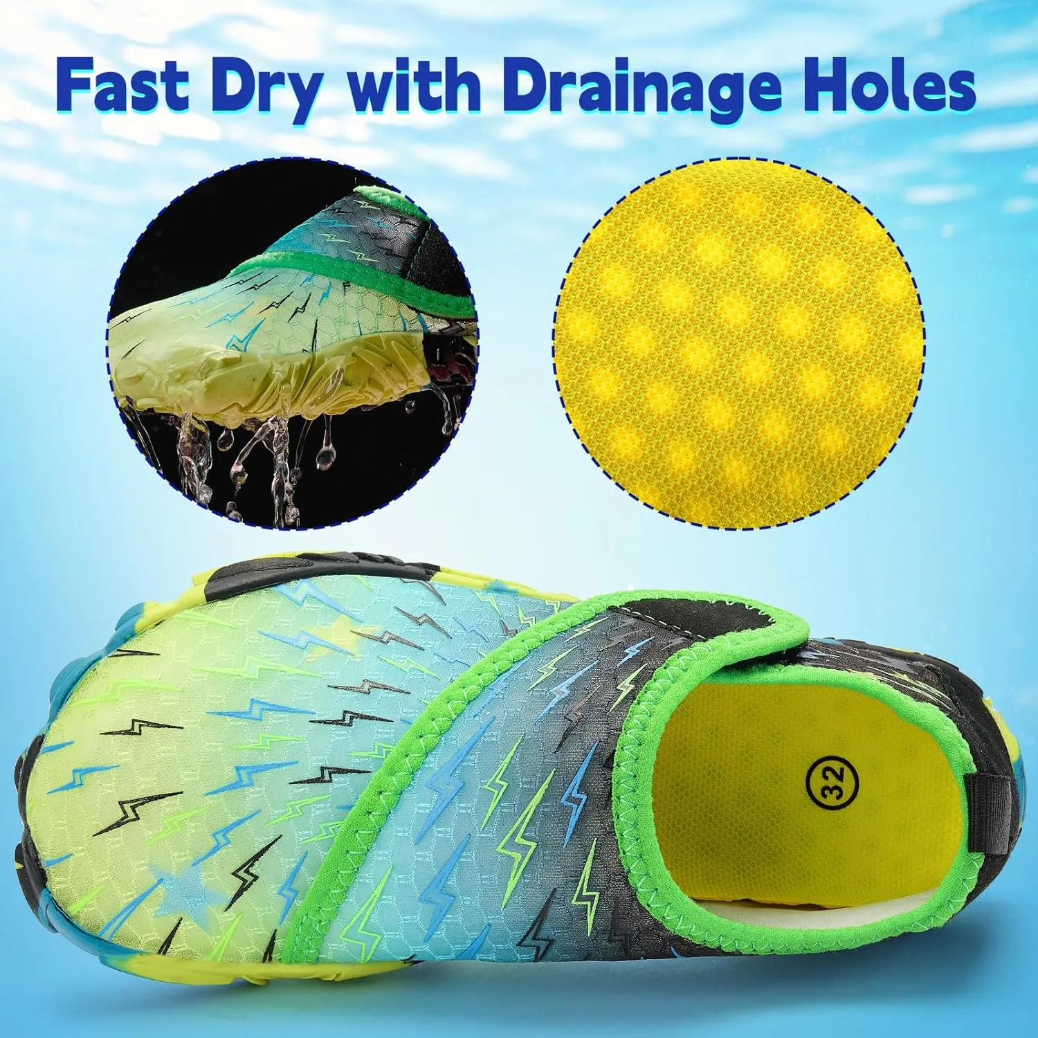 Kids Water Shoes Boys Girls - Wide Toe Box Quick Dry Barefoot Shoes Breathable Non Slip Aqua Athletic Sneakers for Swim Beach Pool Kayak Hiking Sand Walking Travel Essentials (Little Kid/Big Kid)