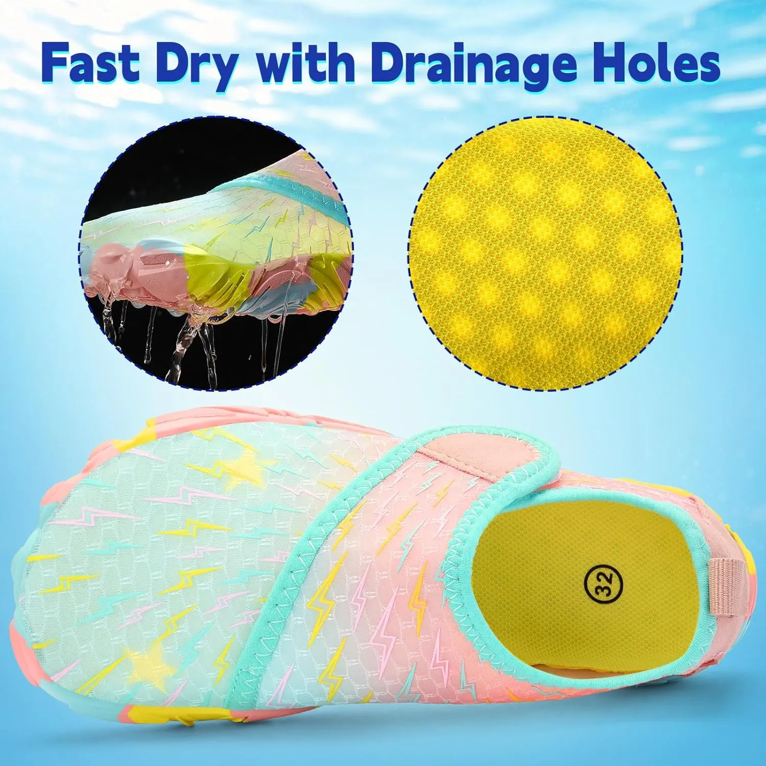 Kids Water Shoes Boys Girls - Wide Toe Box Quick Dry Barefoot Shoes Breathable Non Slip Aqua Athletic Sneakers for Swim Beach Pool Kayak Hiking Sand Walking Travel Essentials (Little Kid/Big Kid)