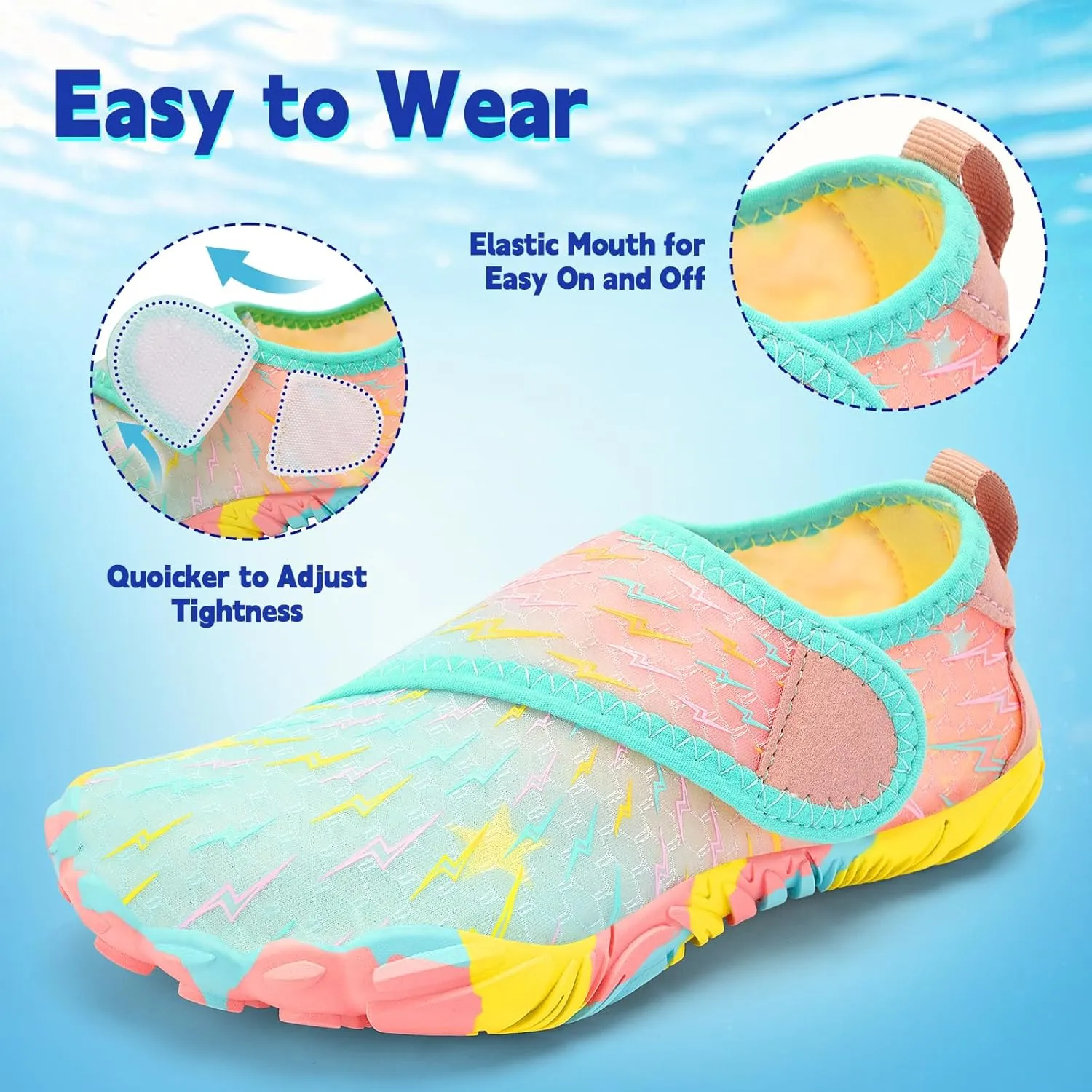 Kids Water Shoes Boys Girls - Wide Toe Box Quick Dry Barefoot Shoes Breathable Non Slip Aqua Athletic Sneakers for Swim Beach Pool Kayak Hiking Sand Walking Travel Essentials (Little Kid/Big Kid)