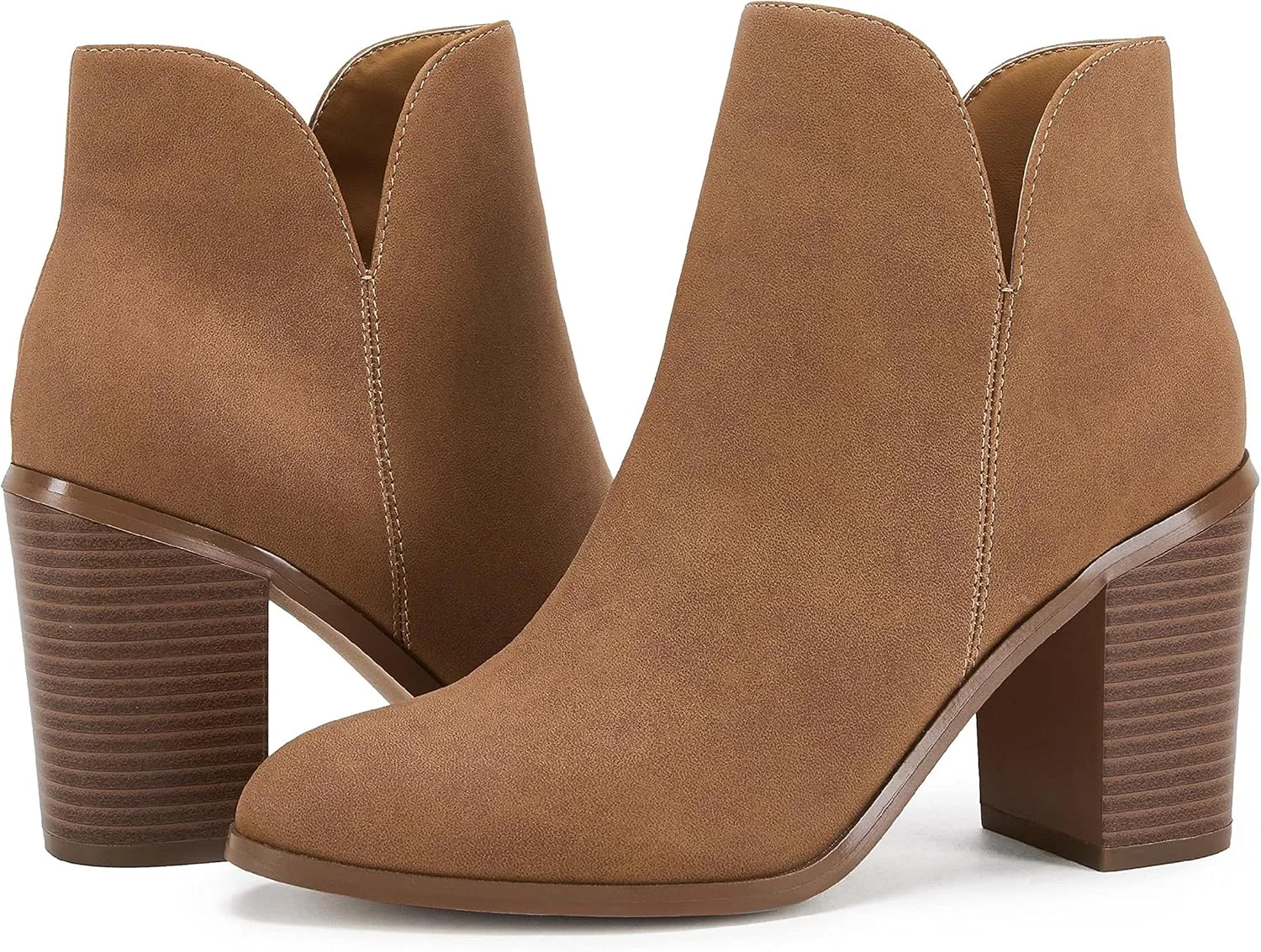 LAICIGO Womens V Cut Ankle Boots Side Zipper Chunky Stacked Heel Snakeskin Booties Shoes