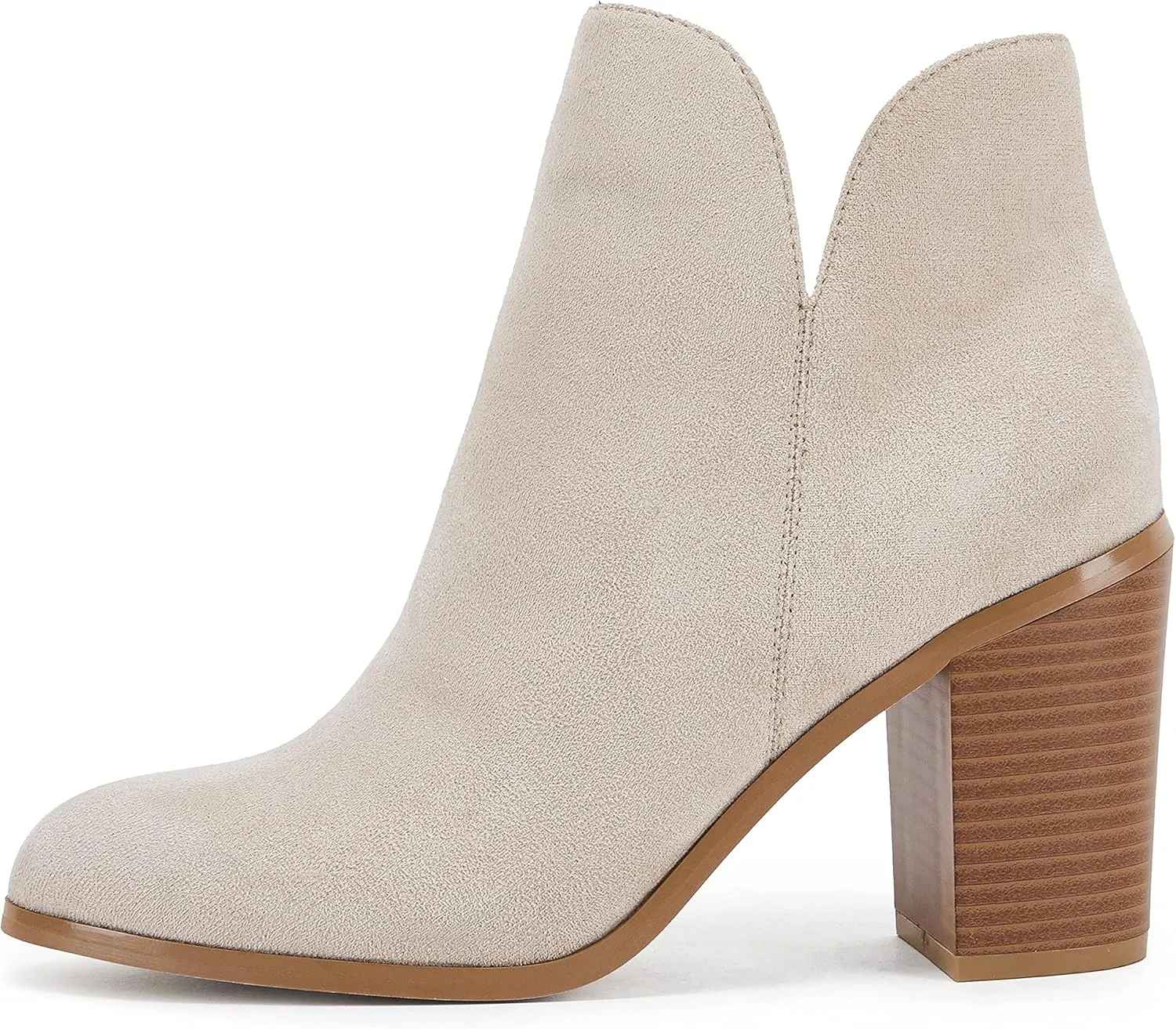 LAICIGO Womens V Cut Ankle Boots Side Zipper Chunky Stacked Heel Snakeskin Booties Shoes