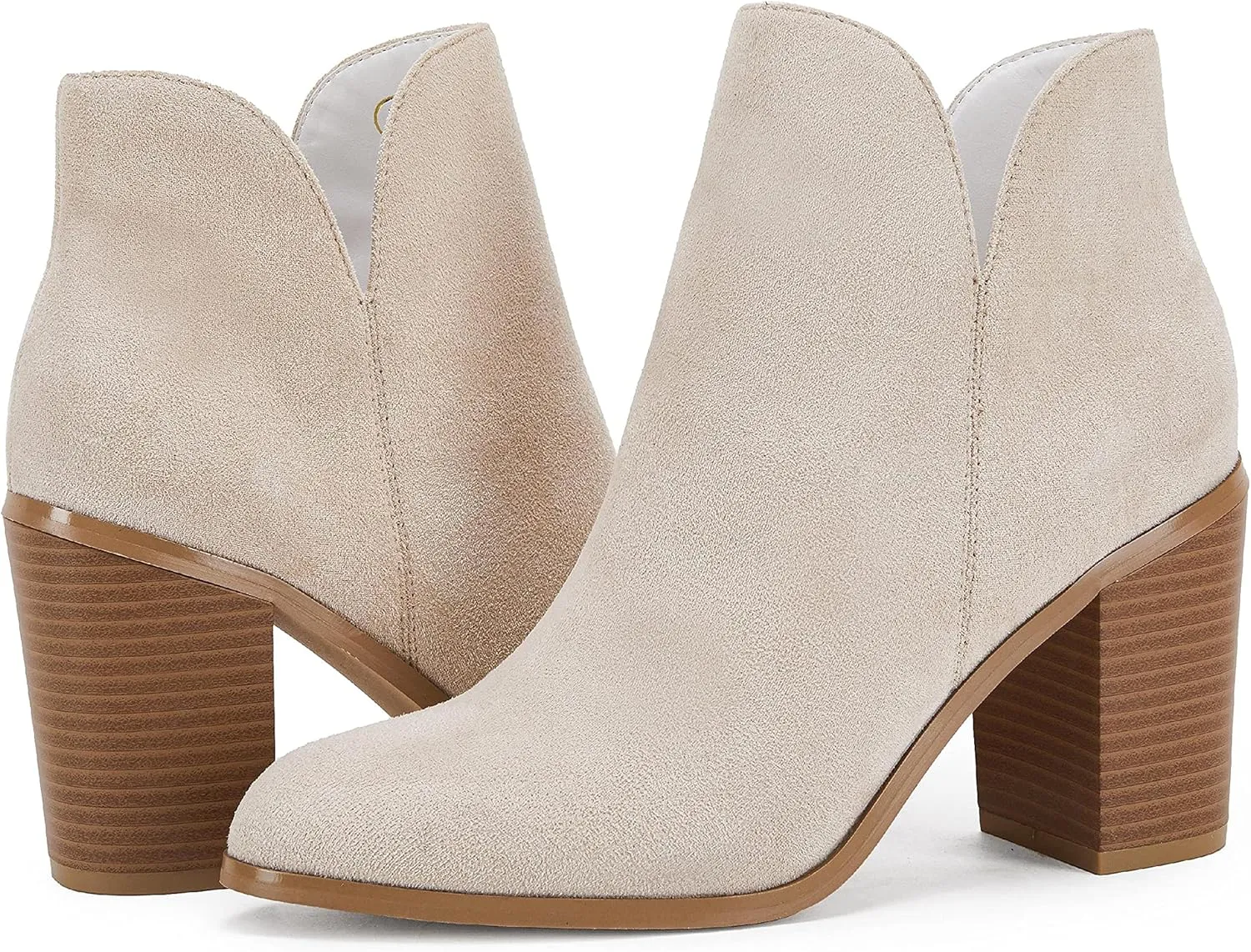 LAICIGO Womens V Cut Ankle Boots Side Zipper Chunky Stacked Heel Snakeskin Booties Shoes