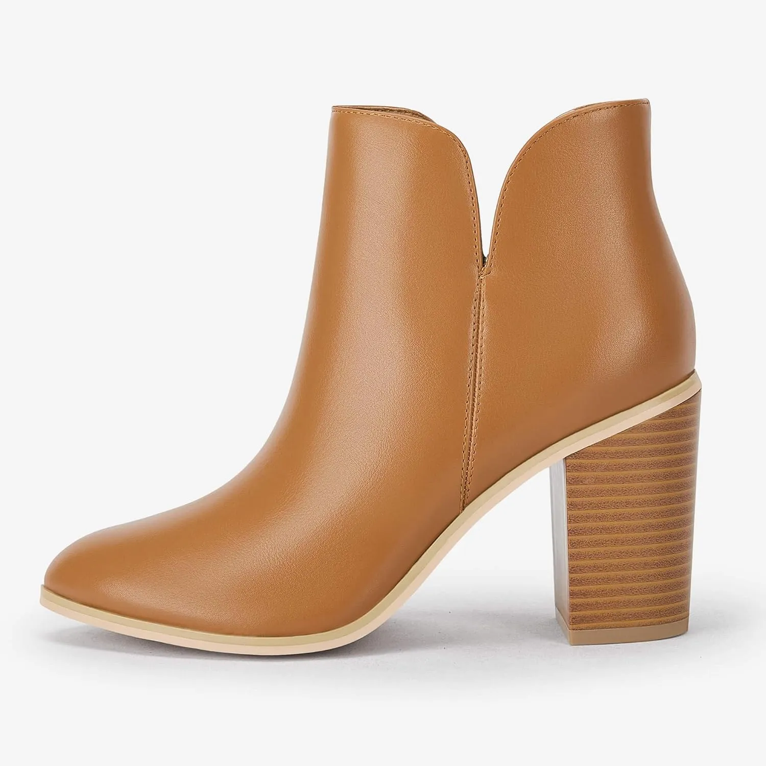 LAICIGO Womens V Cut Ankle Boots Side Zipper Chunky Stacked Heel Snakeskin Booties Shoes