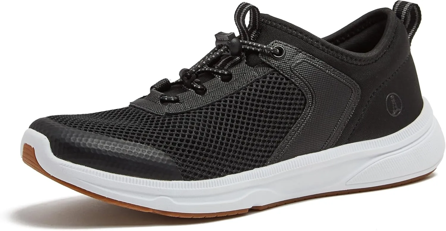 Lands' End Slip On Water Sneakers for Women with Quick Dry Mesh, Lightweight Sport Womens Water Shoes with Drainage Holes for Beach or Pool, Black or Silver, Adult Size 6-11 Water Shoes for Women