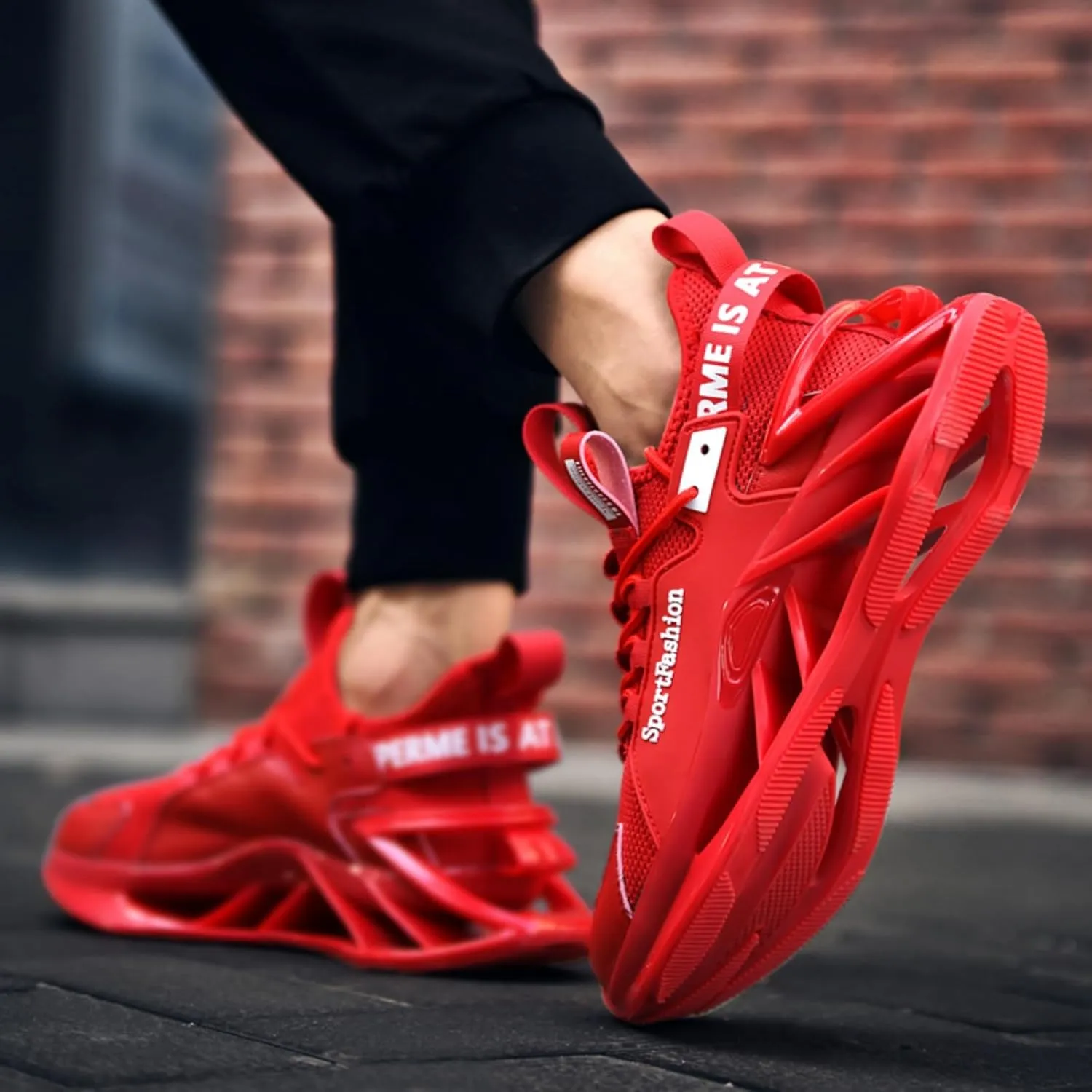 Large Size Fashionable Men's Blade Running and Tennis Workout Sneakers Offer Shock Absorption Comfort and Show Trendy Style (red,9.5)