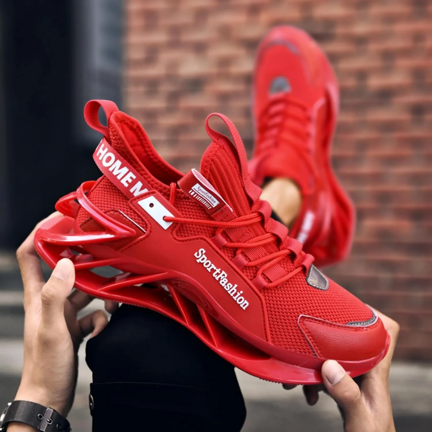 Large Size Fashionable Men's Blade Running and Tennis Workout Sneakers Offer Shock Absorption Comfort and Show Trendy Style (red,9.5)