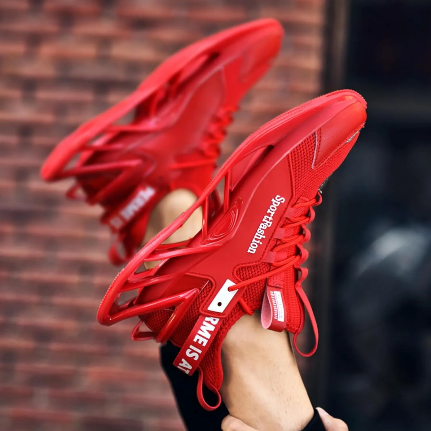Large Size Fashionable Men's Blade Running and Tennis Workout Sneakers Offer Shock Absorption Comfort and Show Trendy Style (red,9.5)