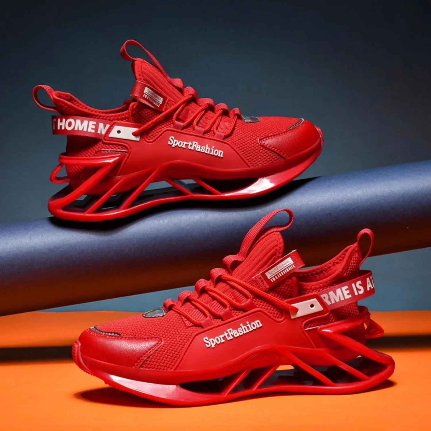 Large Size Fashionable Men's Blade Running and Tennis Workout Sneakers Offer Shock Absorption Comfort and Show Trendy Style (red,9.5)