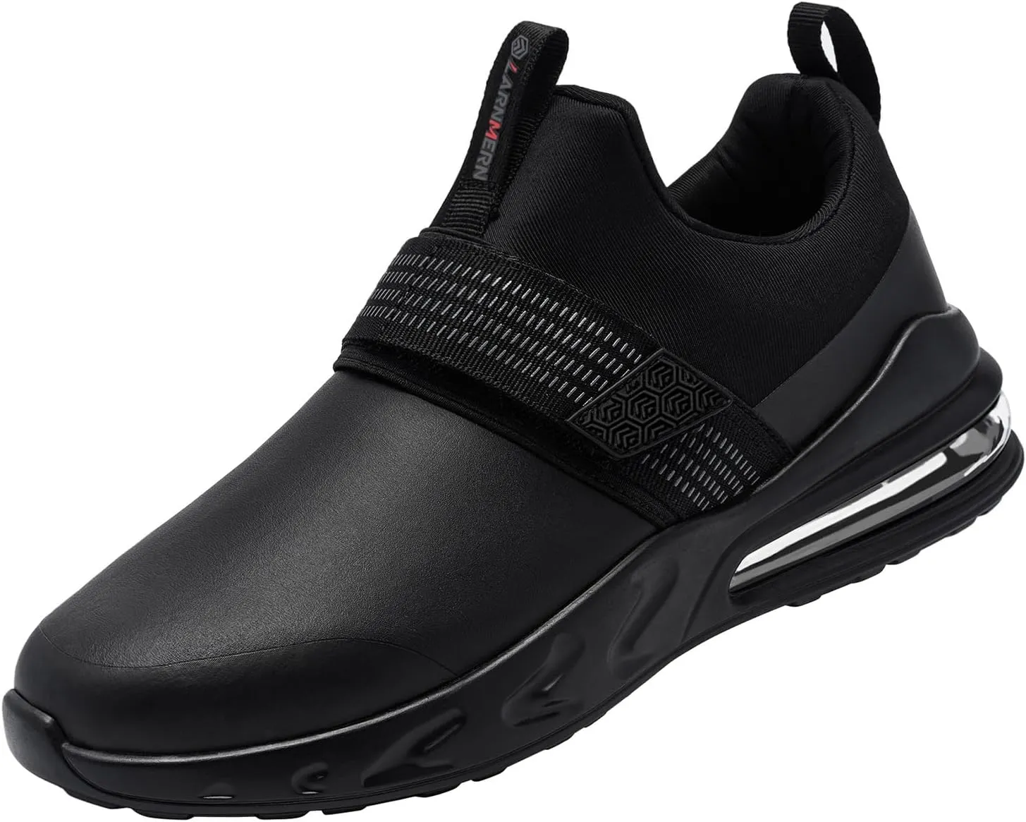 LARNMERN Wide Women Non Slip Work Shoes Food Service Kitchen Chef Waterproof Shoe Restaurant Slip on Sneakers Fashion Air Cushion Working Footwear Black 7.5W