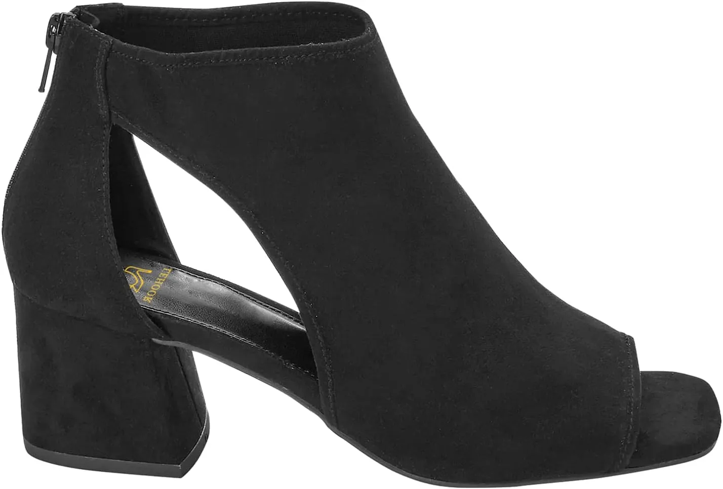 LEHOOR Women Chunky High Heel Booties Suede Open Toe Side Cut-Out Ankle Boots Back Zipper Matte 2” Block Stacked Heel Summer Casual Dress Heeled Ankle Sandal Booties Size 4-13 M US