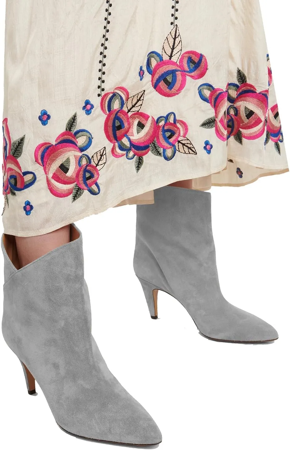 LEHOOR Women Kitten Heel Ankle Boots Wide Calf Pointed Toe Slouchy Western Cowgirl Boots Pull On Low Heel Dress Combat Booties Low Cut Ladies Dressy Casual Comfortable Winter Fall Shoes 4-11 M US