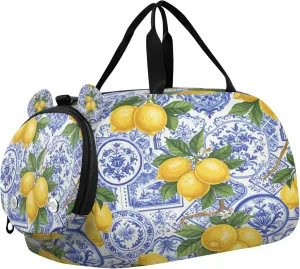 Lemon Youth Sports & Travel Duffle Bag with Shoe Compartment,Waterproof Gym Bag for Girls and Boys (Overnight Essentials Organizer)