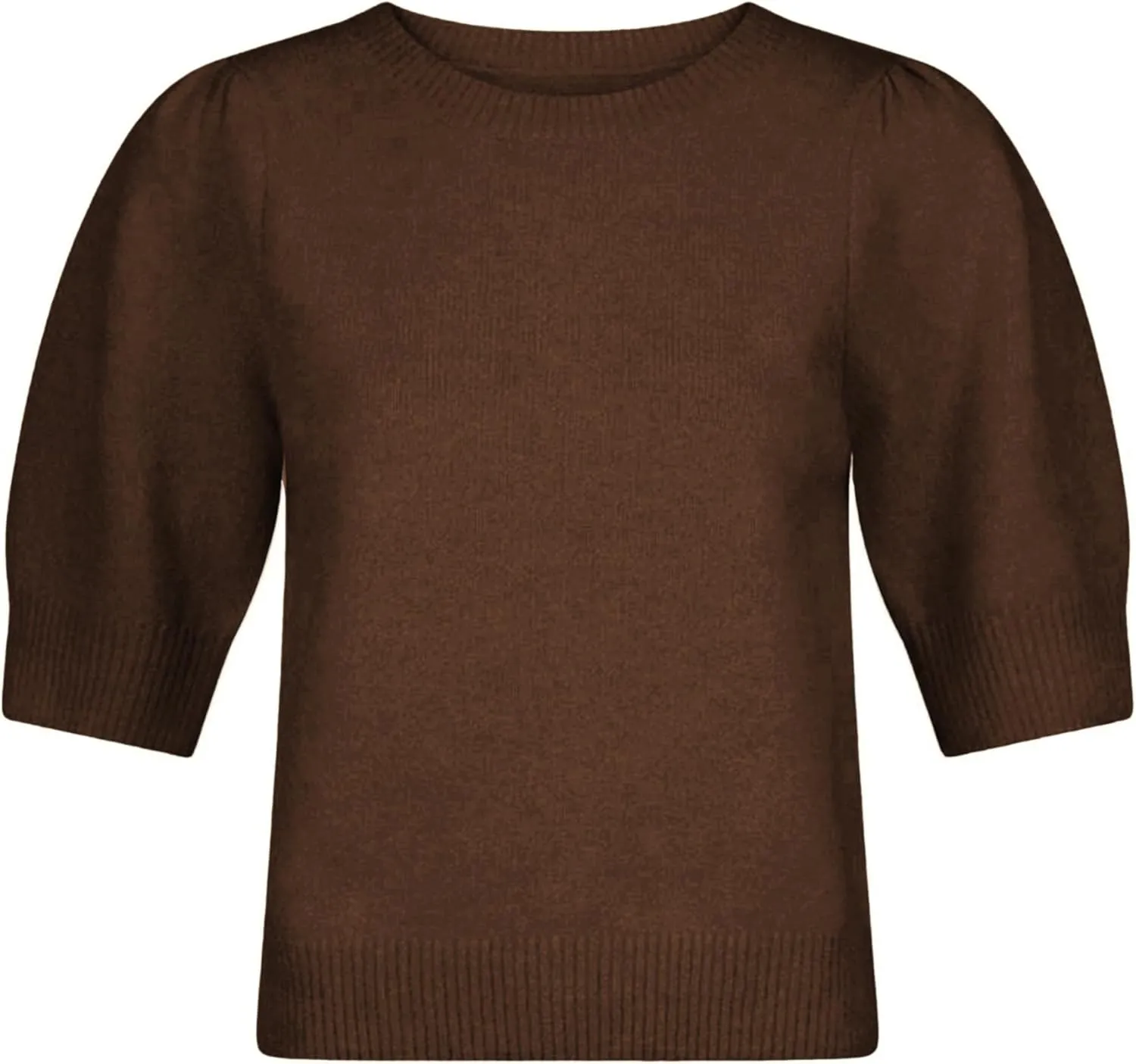 Lentta Women's Bow Knit Sweater Trendy Backless Tie Puff Short Sleeve Crewneck Knitted Pullover Tops