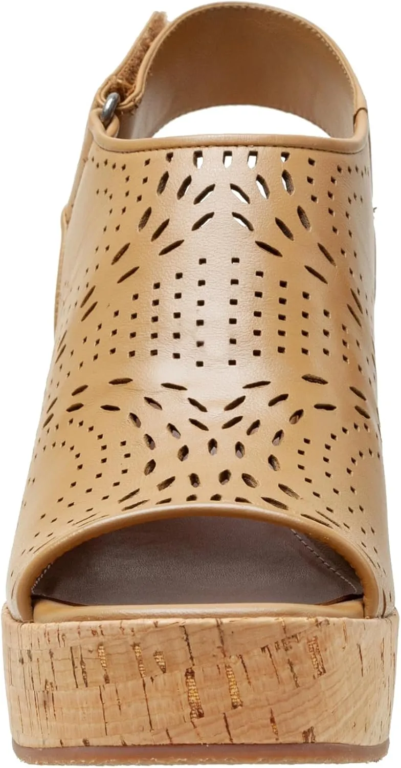 Linea Paolo - VIVIANA - Womens Laser Cut Leather Cork Platform Sandals