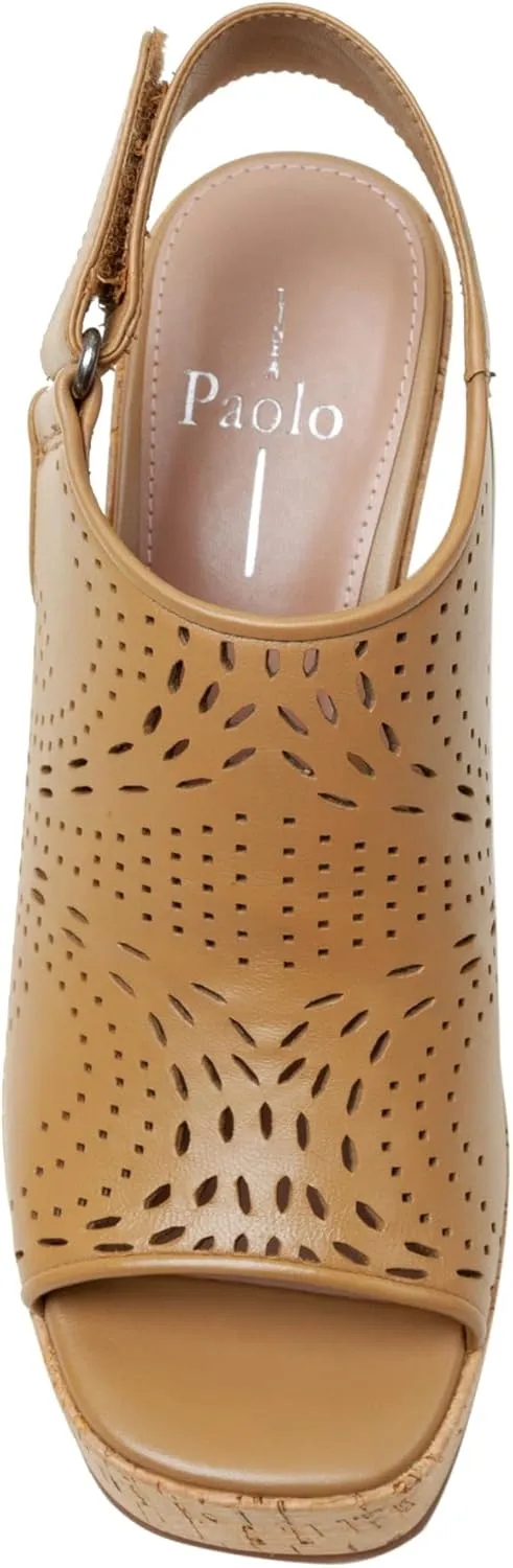 Linea Paolo - VIVIANA - Womens Laser Cut Leather Cork Platform Sandals