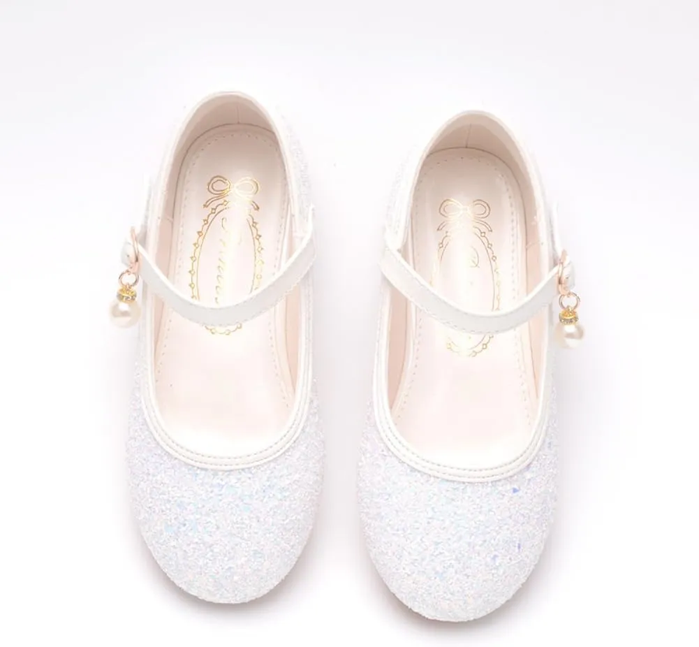 Little Girl's Adorable Mary Jane Ballerina Ballet Flats Sparkle Wedding Party Flower Girl Princess Dress Shoes for Kids