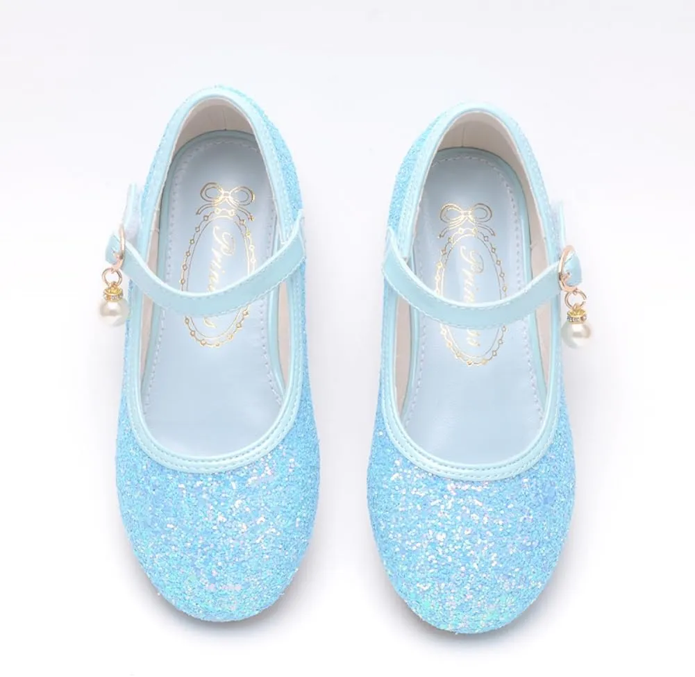 Little Girl's Adorable Mary Jane Ballerina Ballet Flats Sparkle Wedding Party Flower Girl Princess Dress Shoes for Kids
