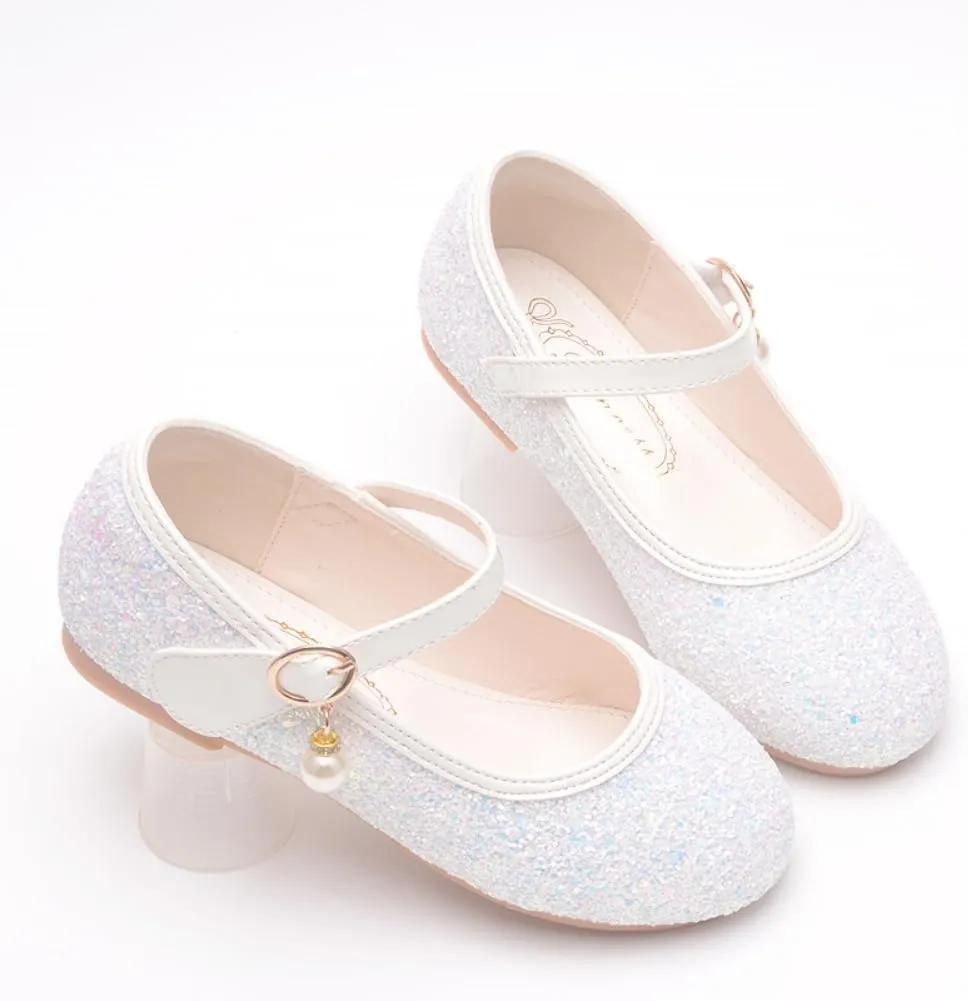 Little Girl's Adorable Mary Jane Ballerina Ballet Flats Sparkle Wedding Party Flower Girl Princess Dress Shoes for Kids