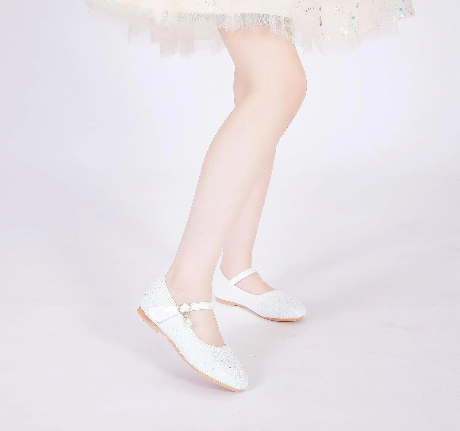 Little Girl's Adorable Mary Jane Ballerina Ballet Flats Sparkle Wedding Party Flower Girl Princess Dress Shoes for Kids