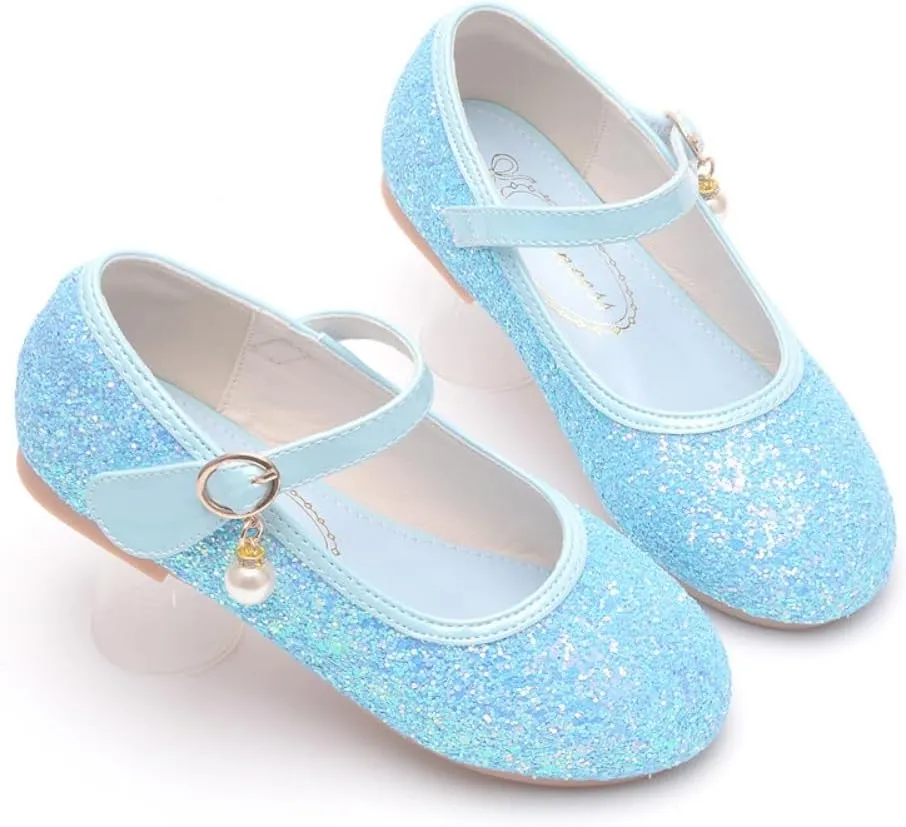 Little Girl's Adorable Mary Jane Ballerina Ballet Flats Sparkle Wedding Party Flower Girl Princess Dress Shoes for Kids
