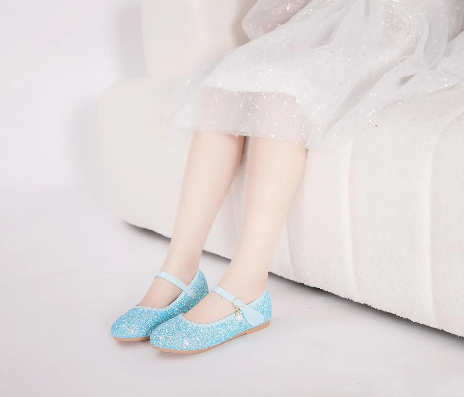 Little Girl's Adorable Mary Jane Ballerina Ballet Flats Sparkle Wedding Party Flower Girl Princess Dress Shoes for Kids