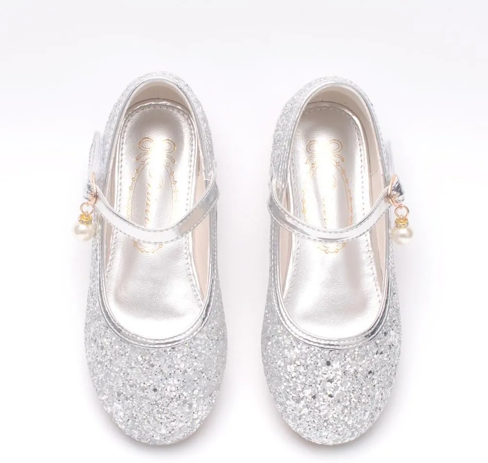 Little Girl's Adorable Mary Jane Ballerina Ballet Flats Sparkle Wedding Party Flower Girl Princess Dress Shoes for Kids