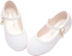 Little Girl's Adorable Mary Jane Ballerina Ballet Flats Sparkle Wedding Party Flower Girl Princess Dress Shoes for Kids