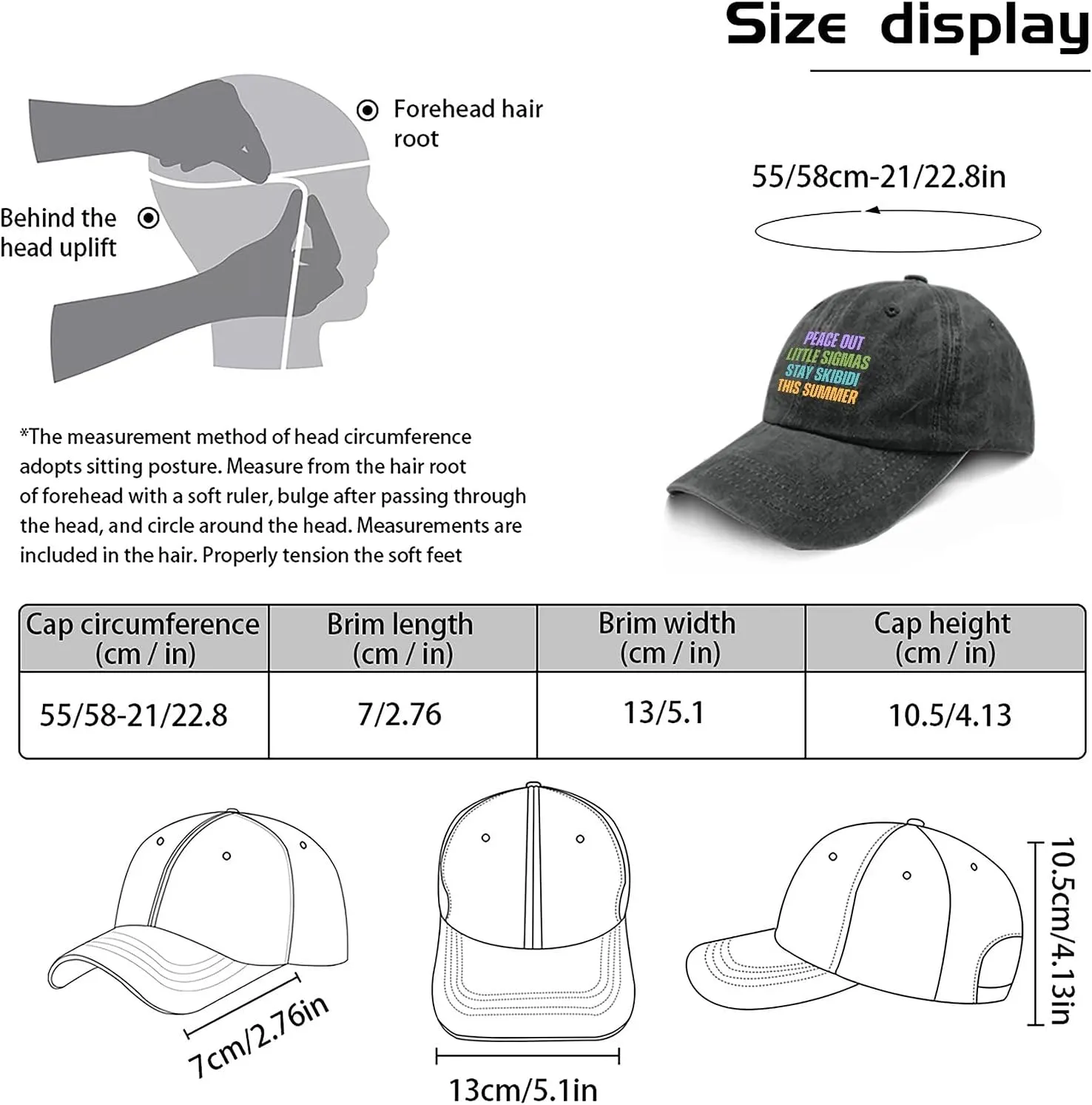 Made in US Peace Out Little Sigmas Stay Skibidi Summer Hat for Mens Baseball Caps Soft Washed Dad