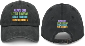 Made in US Peace Out Little Sigmas Stay Skibidi Summer Hat for Mens Baseball Caps Soft Washed Dad