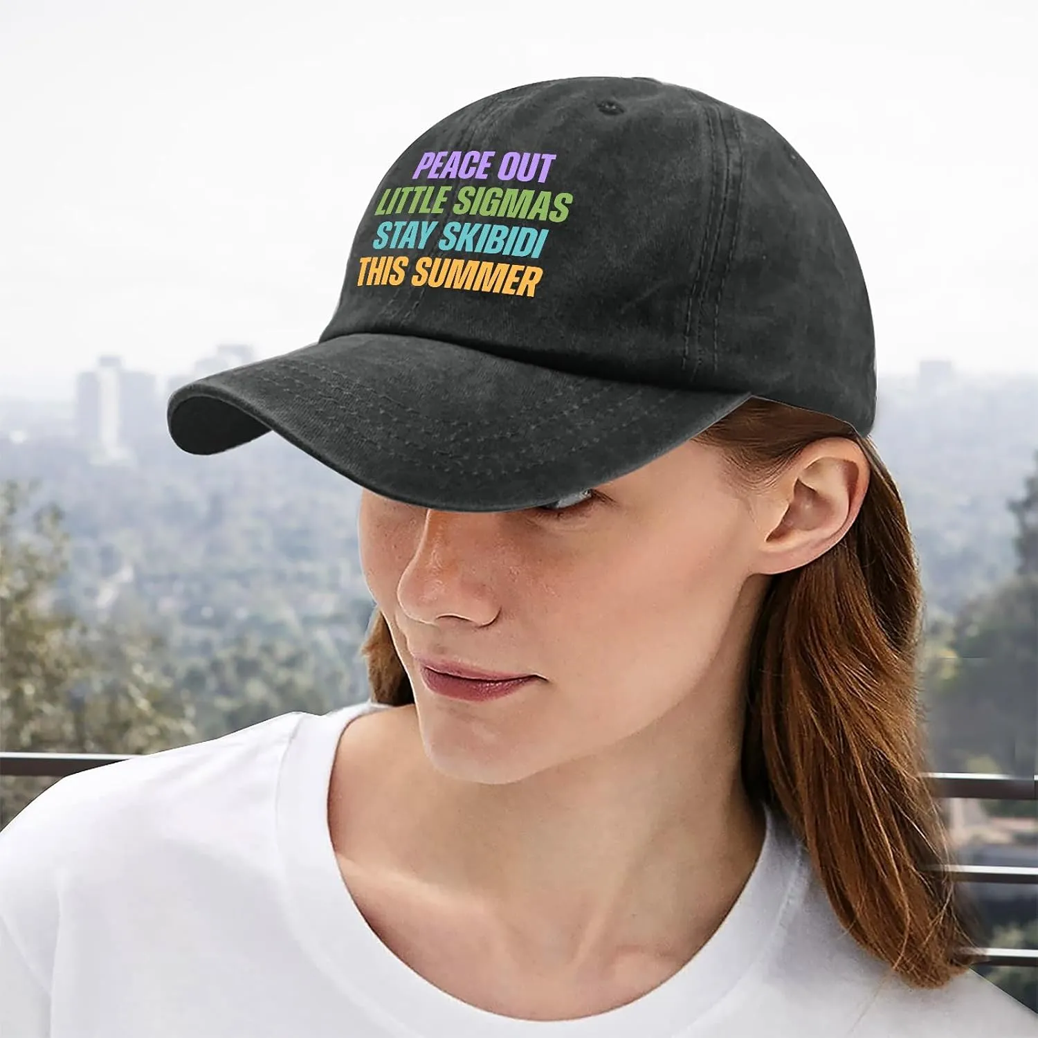 Made in US Peace Out Little Sigmas Stay Skibidi Summer Hat for Mens Baseball Caps Soft Washed Dad