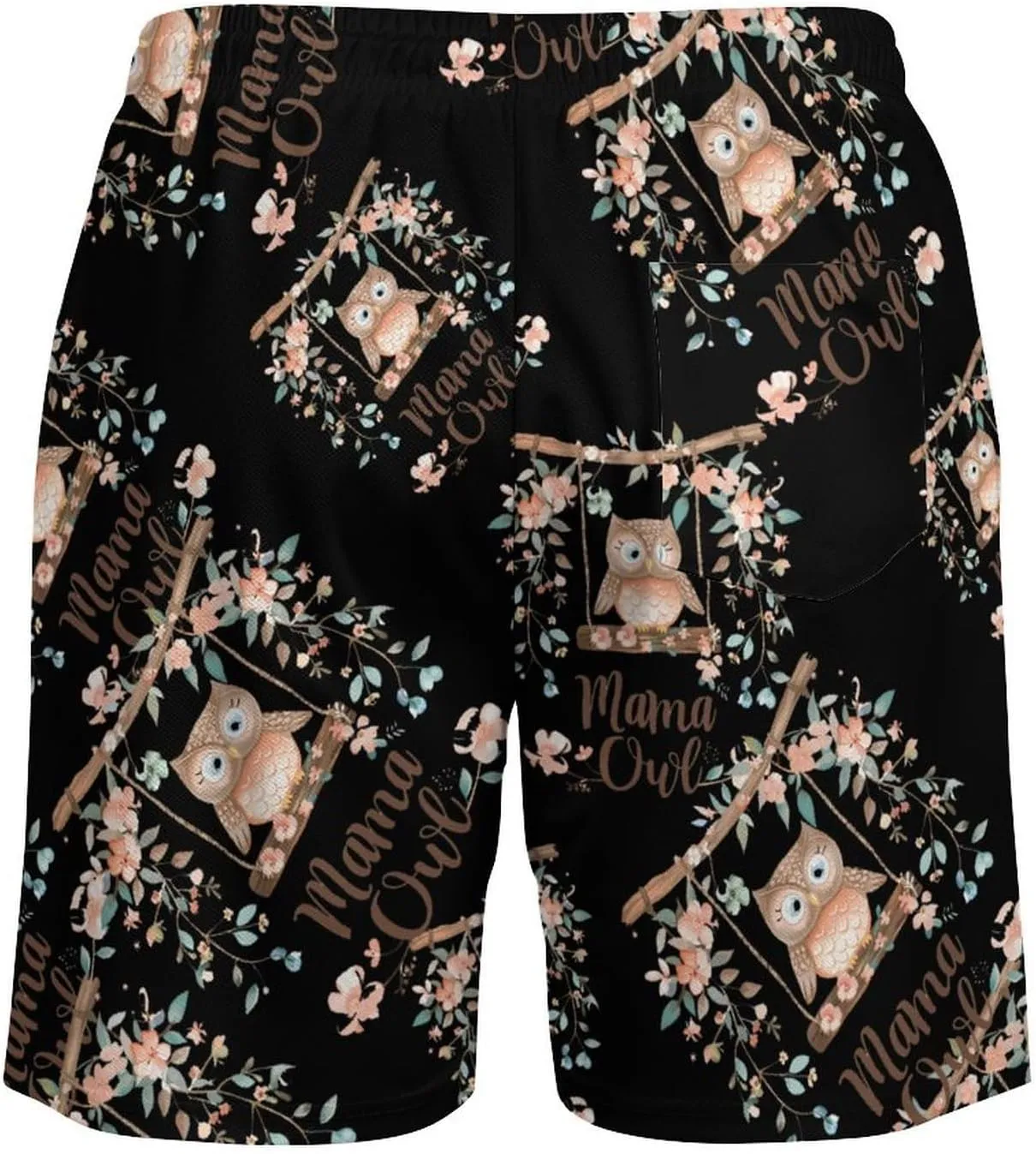 Mama Owl Men's Swim Trunks Quick Dry Board Shorts Swimwear Beach Shorts with Compression Liner