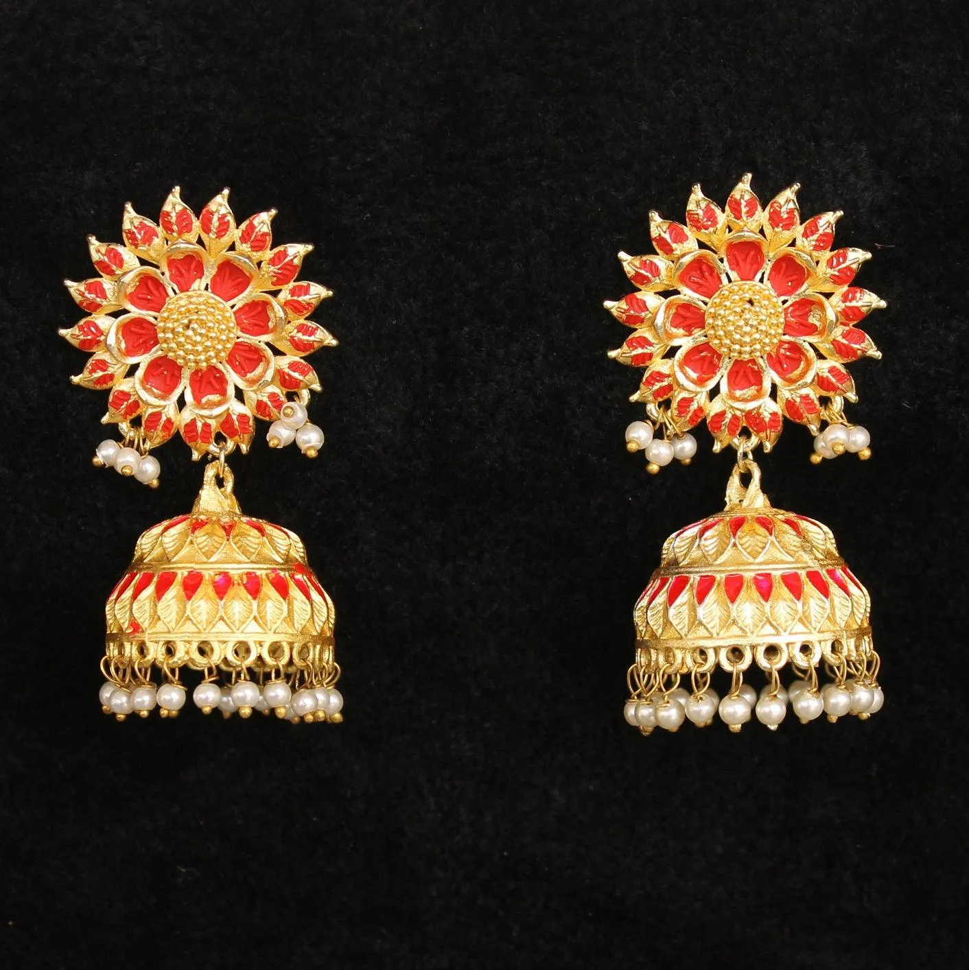Matte Finish Meenakari Ethnic Designer Jhumka Earrings