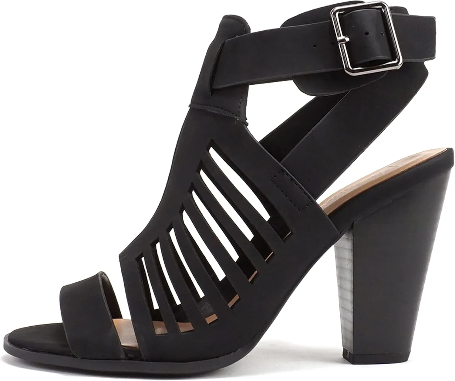 Mayo ~ Gladiator Cutout Stacked Chunky High-Heeled Dress Sandals with Adjustable Ankle Strap