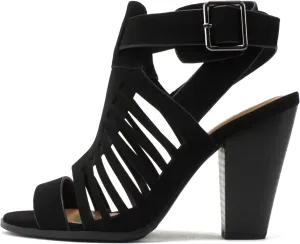 Mayo ~ Gladiator Cutout Stacked Chunky High-Heeled Dress Sandals with Adjustable Ankle Strap