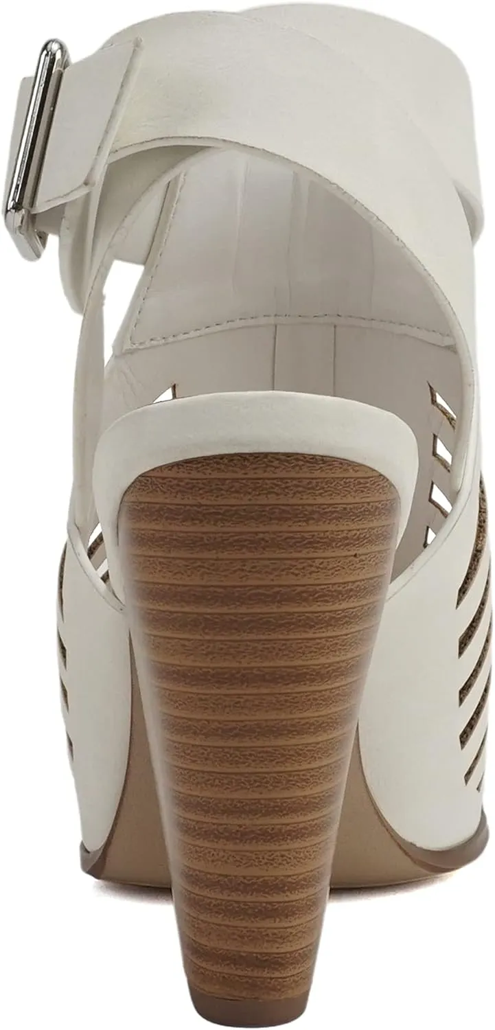 Mayo ~ Gladiator Cutout Stacked Chunky High-Heeled Dress Sandals with Adjustable Ankle Strap
