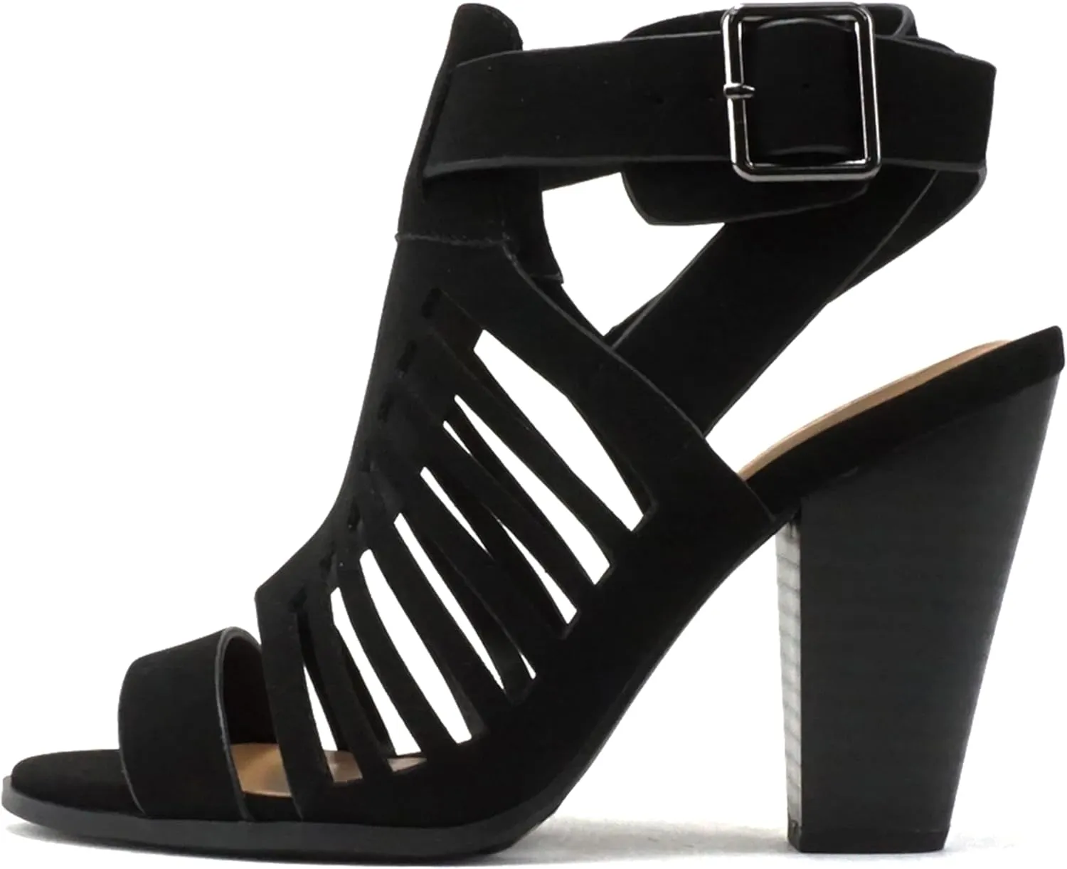 Mayo ~ Gladiator Cutout Stacked Chunky High-Heeled Dress Sandals with Adjustable Ankle Strap