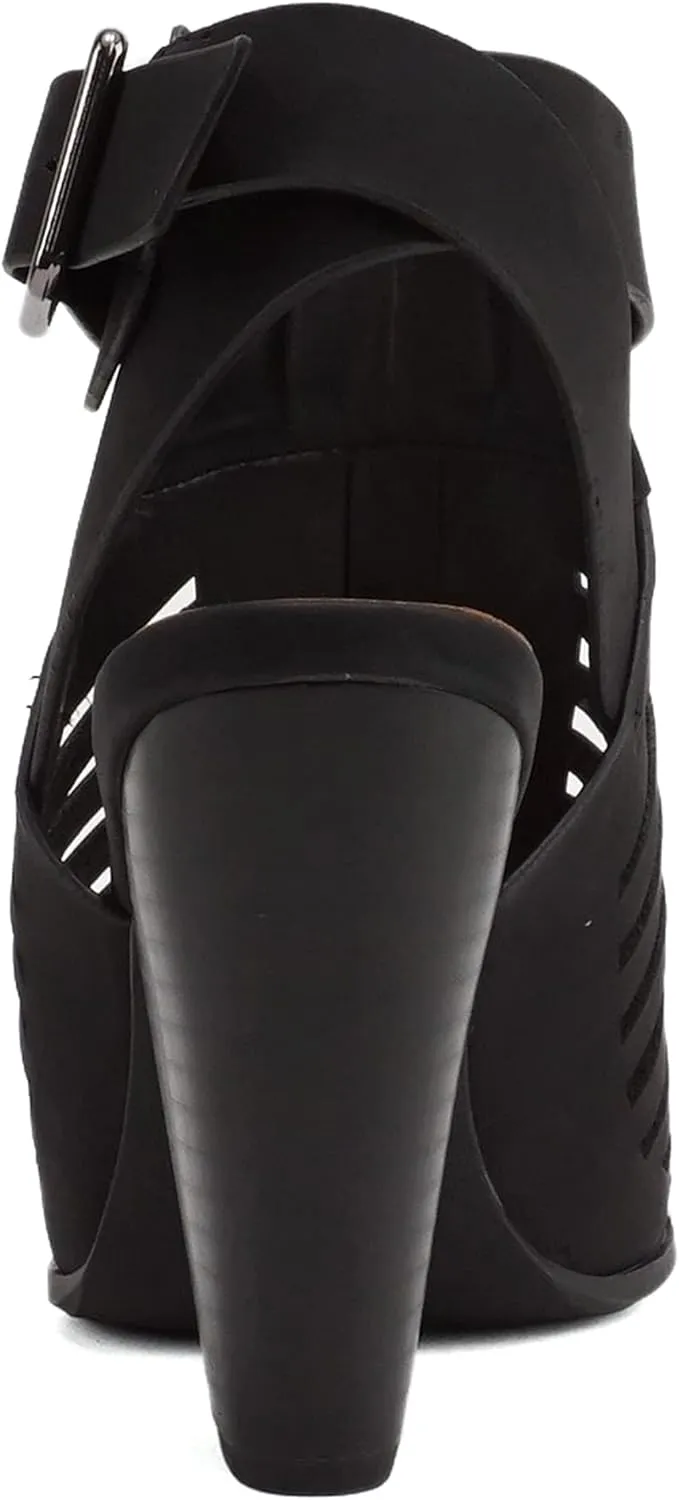 Mayo ~ Gladiator Cutout Stacked Chunky High-Heeled Dress Sandals with Adjustable Ankle Strap