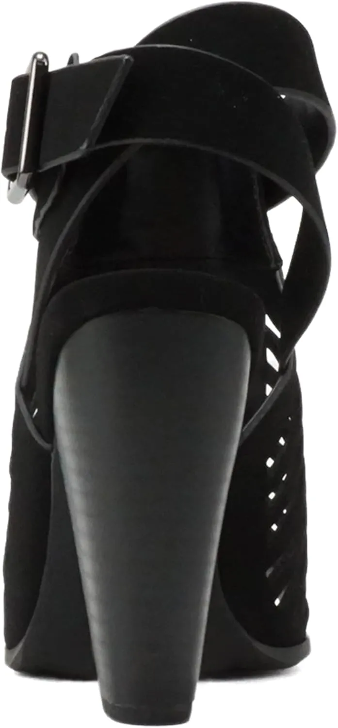 Mayo ~ Gladiator Cutout Stacked Chunky High-Heeled Dress Sandals with Adjustable Ankle Strap