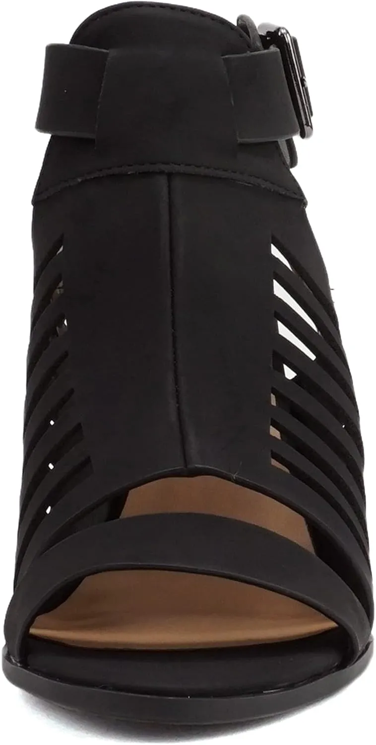 Mayo ~ Gladiator Cutout Stacked Chunky High-Heeled Dress Sandals with Adjustable Ankle Strap
