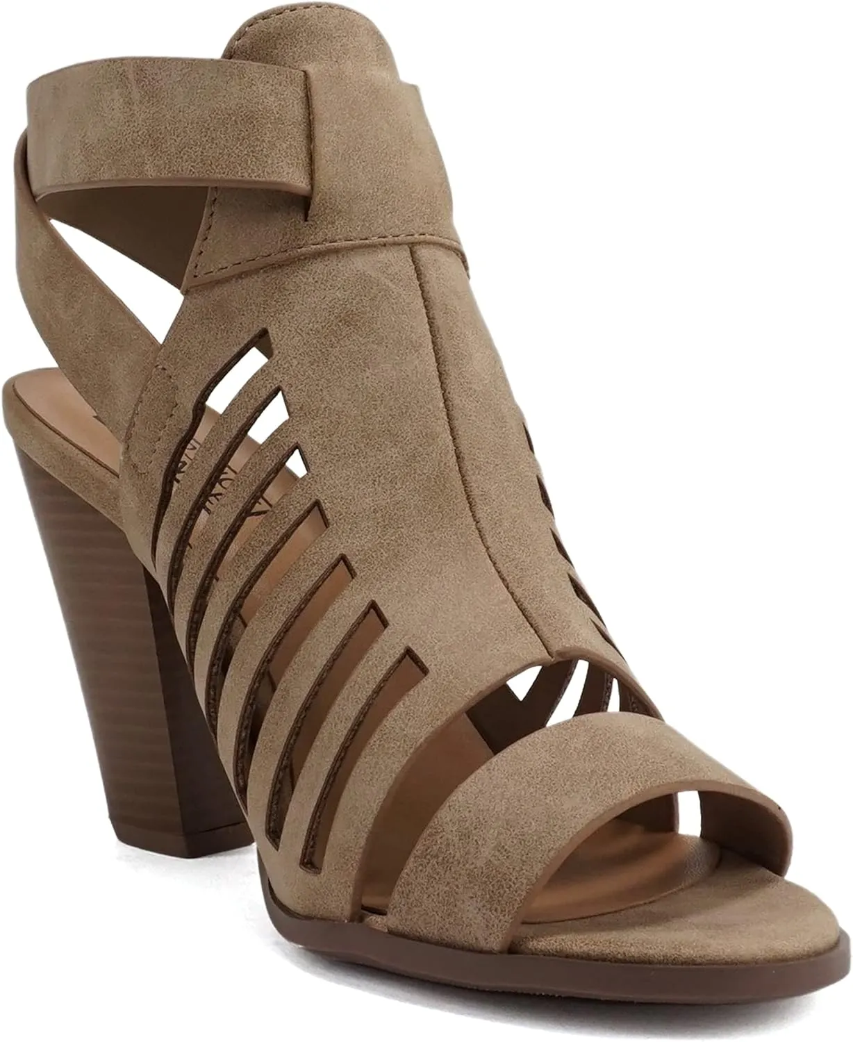 Mayo ~ Gladiator Cutout Stacked Chunky High-Heeled Dress Sandals with Adjustable Ankle Strap