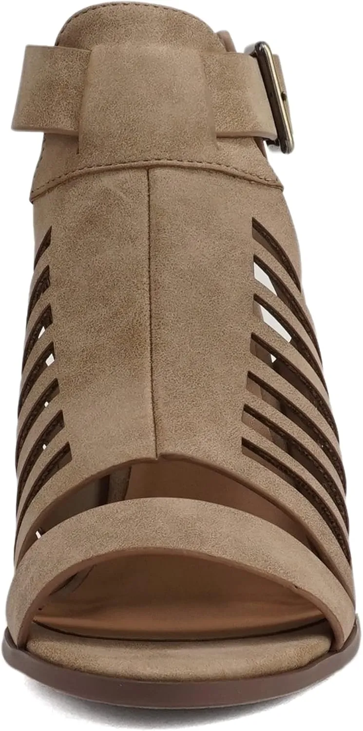Mayo ~ Gladiator Cutout Stacked Chunky High-Heeled Dress Sandals with Adjustable Ankle Strap