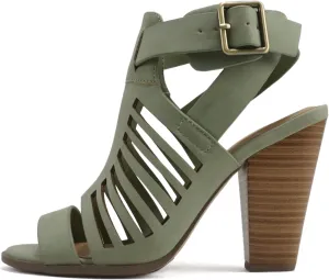 Mayo ~ Gladiator Cutout Stacked Chunky High-Heeled Dress Sandals with Adjustable Ankle Strap