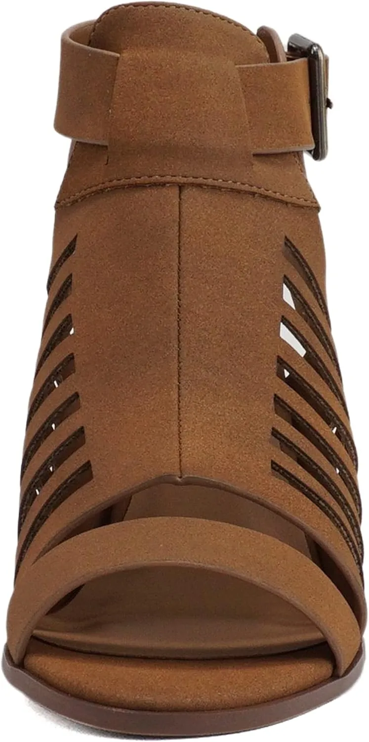 Mayo ~ Gladiator Cutout Stacked Chunky High-Heeled Dress Sandals with Adjustable Ankle Strap
