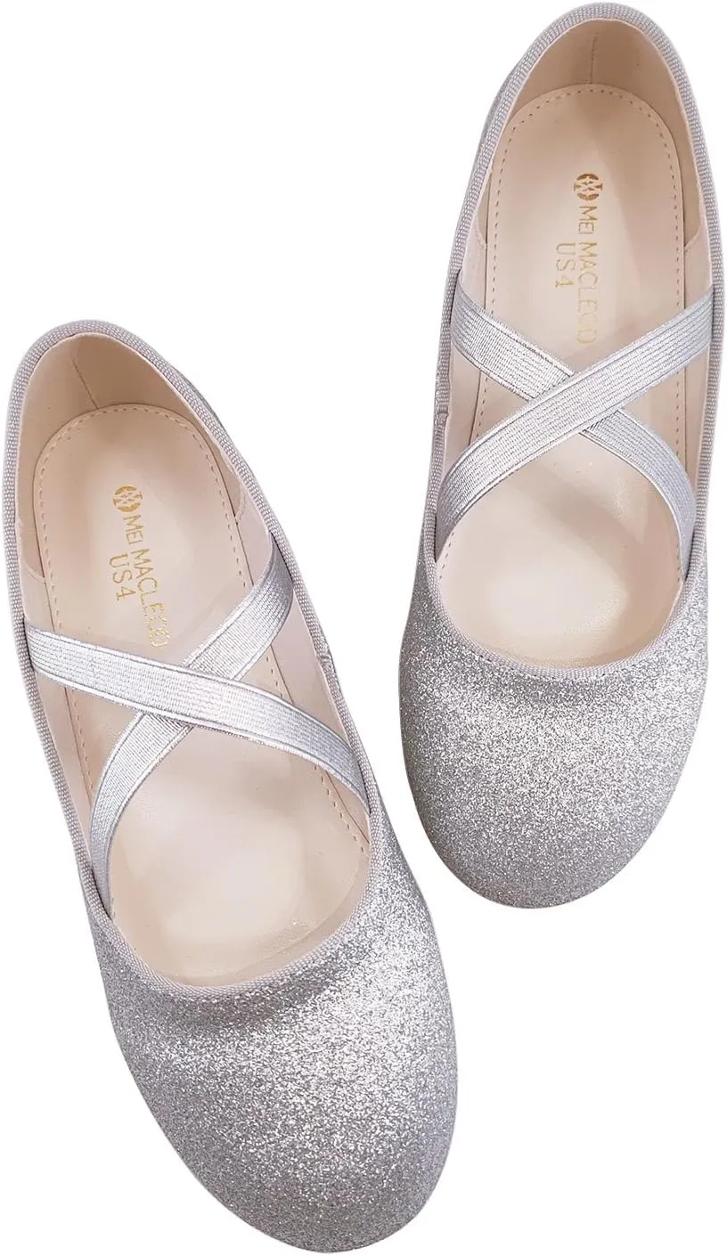 Mei MACLEOD Girl's Mary Jane Shoes Ballerina Shoes, Princess Dress Shoes for Party Wedding