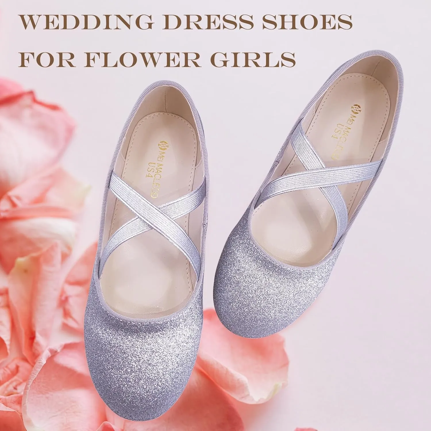 Mei MACLEOD Girl's Mary Jane Shoes Ballerina Shoes, Princess Dress Shoes for Party Wedding