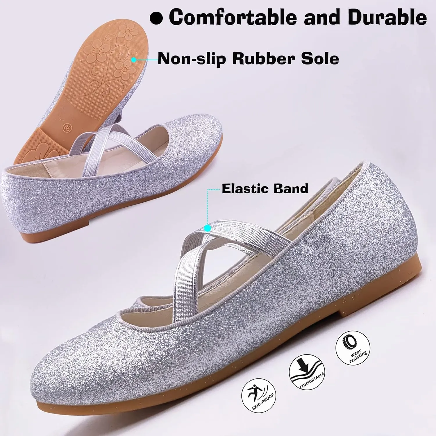 Mei MACLEOD Girl's Mary Jane Shoes Ballerina Shoes, Princess Dress Shoes for Party Wedding