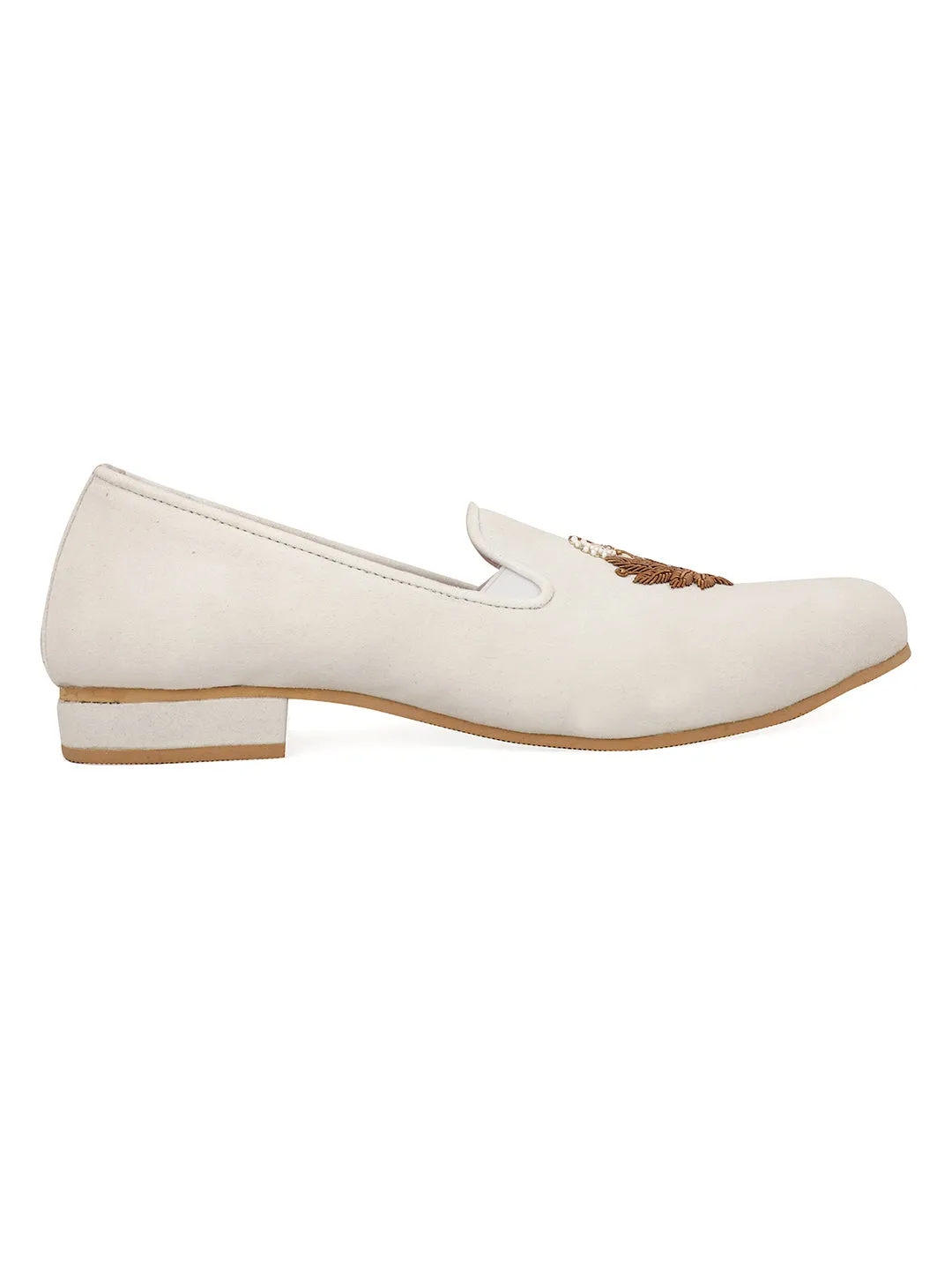 Men Embellished Lightweight Memory Foam Suede Mojaris