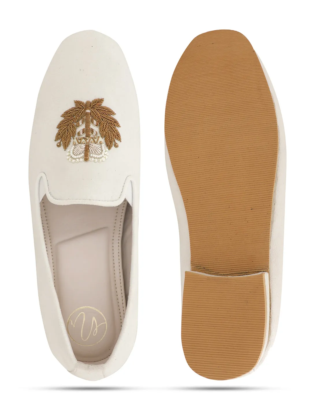 Men Embellished Lightweight Memory Foam Suede Mojaris